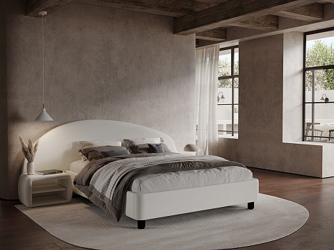 Коричневая кровать Sten Bro Left - Мягкая кровать с округлым изголовьем на левую сторону