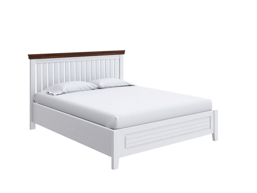 Кровать Olivia с подъемным механизмом 90x190 Массив (сосна) Белая эмаль/Орех - Кровать с подъёмным механизмом из массива с контрастной декоративной планкой.